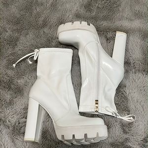 Azalea Wang White Rainy Platform Ankle Boot